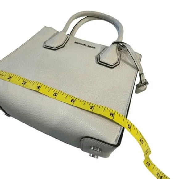 Michael Kors Mercer Medium Pebbled Leather Crossbody Bag in‎ Ivory - Picture 12 of 12